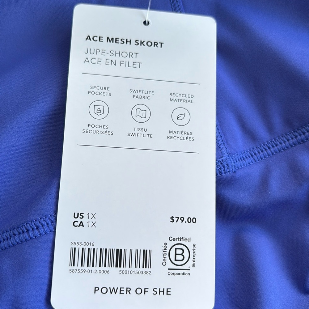NWT Athleta Ace Mesh Lazurite Blue Skort Size 1X - Picture 5 of 7
